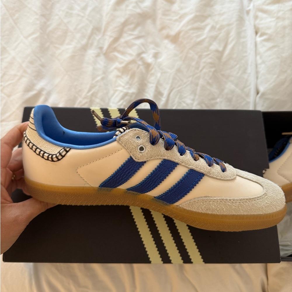 Adidas Blue and Cream Samba Sneakers